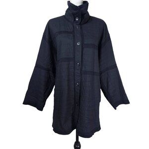 Yacco Maricard Black Textured Cotton Jacket Sz XL Architectural Lagenlook Scandi
